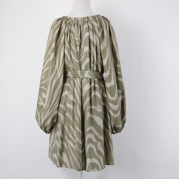 Banana Republic Dress $270 Sz S Mossy Green Tan Belt Unlined 100% Silk Dress - Picture 10 of 16